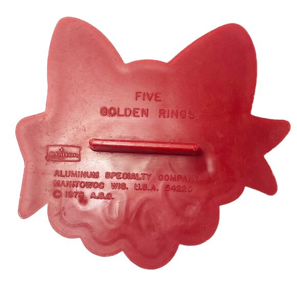 Vintage 1978 Red Bow Cookie Cutter - Five Golden Rings Holiday Imprint - Picture 2 of 5